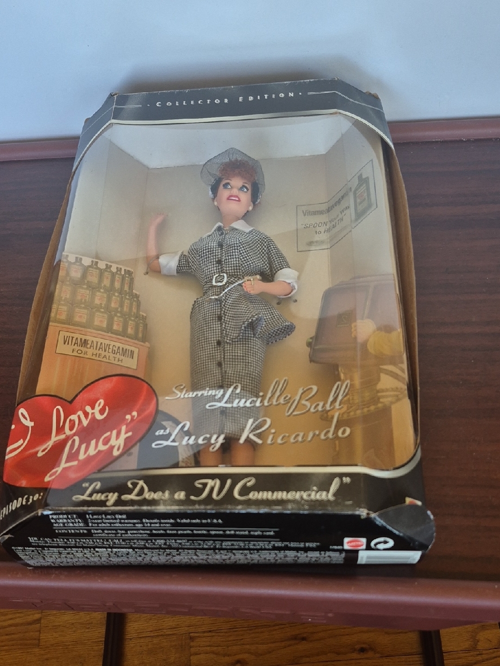 I Love Lucy 'Lucy Does a TV Commercial' Collector Doll in Black & White Outfit .